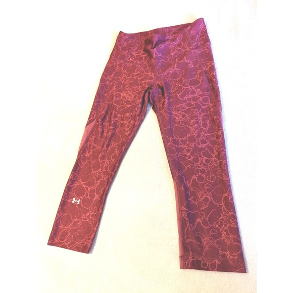 Under Armour Womens Heatgear Compression Capri Print Leggings Activewear Medium - Picture 1 of 6